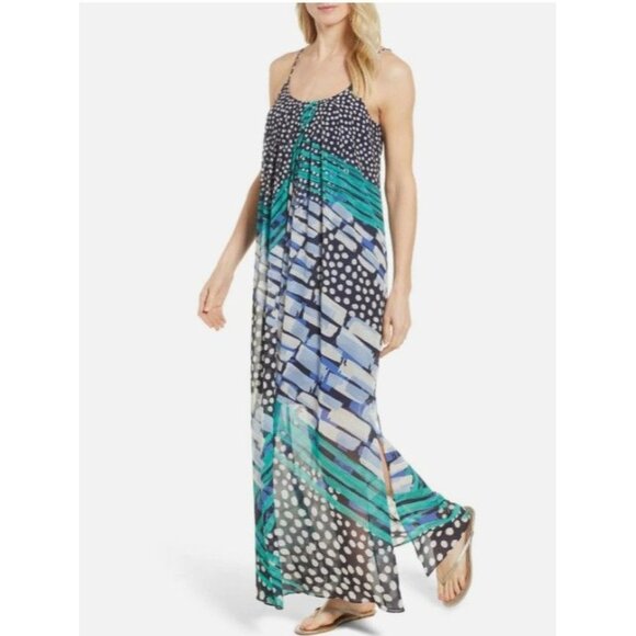 Nic+Zoe Maxi Dress Bloom Me Away Size M Blue Fall Wedding Guest - Picture 1 of 9